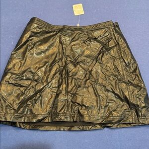 Free People Black Faux Leather Mini Skirt